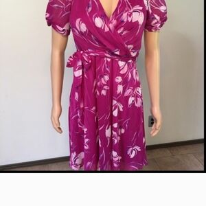 DNKY Floral print, chiffon faux wrap dress Size 12